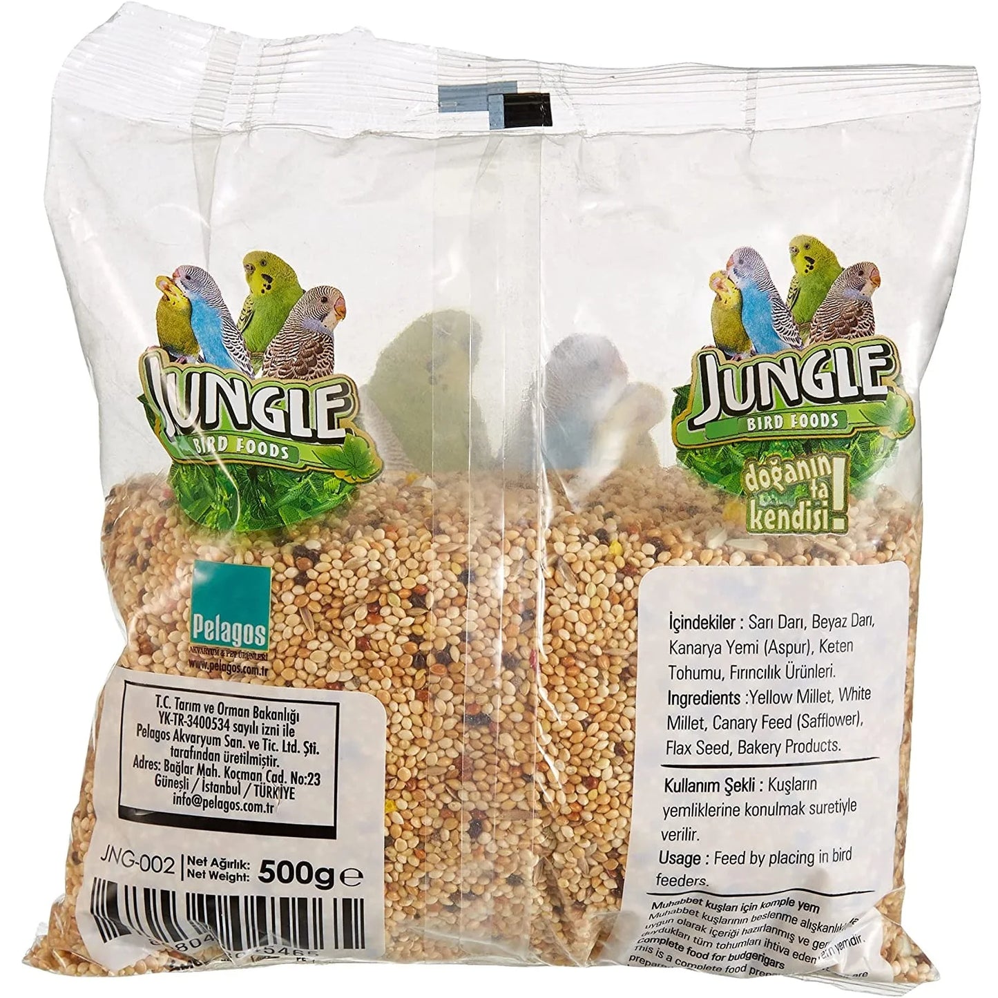 Jungle, Budgerigar Food 500g, Bird Food Animal Pet Natural Vitamin Special Package, Bird Food With Vitamins And Minerals