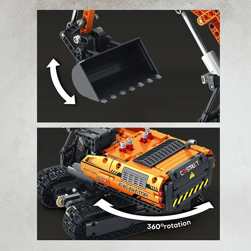 Reobrix 22003 Mechanical Excavator RC Car APP Remote Control Technology Puzzle Assembly Toys Building Blocks