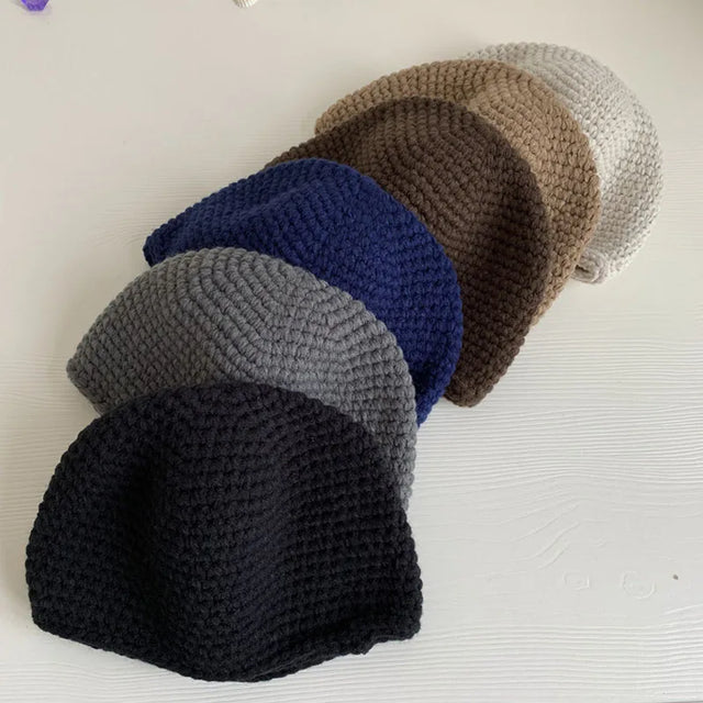 Winter Hand-Knitted Muslim Men Prayer Hats Islamic Ramadan Jewish Kippah Warm Head Wrap Caps Mitzvah Hat