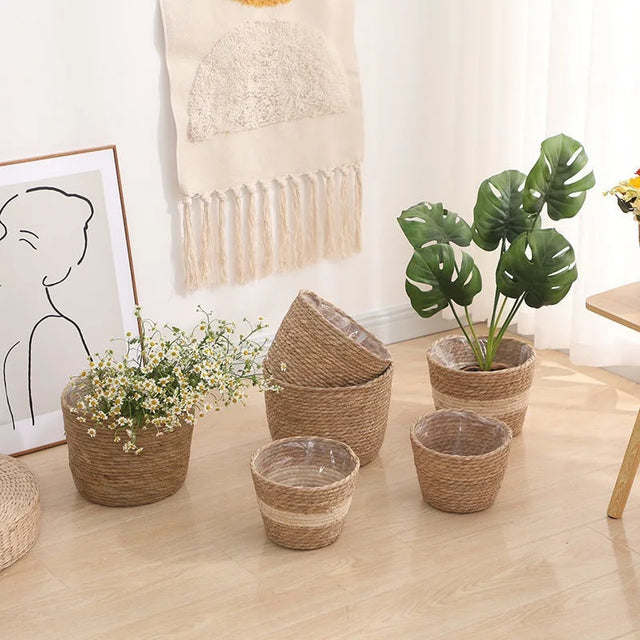 Plant Pots Seagrass Basket Planter Handmade Storage For Garden