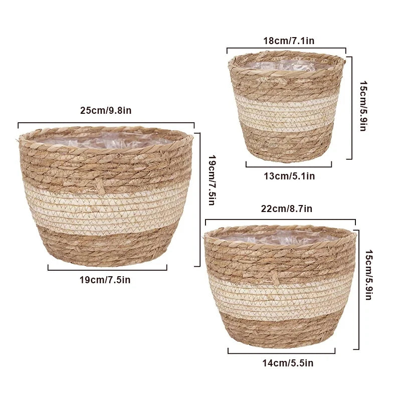 Plant Pots Seagrass Basket Planter Handmade Storage For Garden