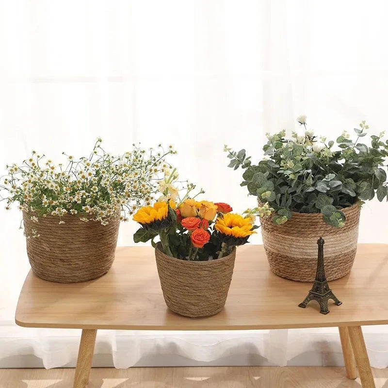Weaving Flower Plant Pot Plant Pots Seagrass Basket Straw Basket Planter Pot