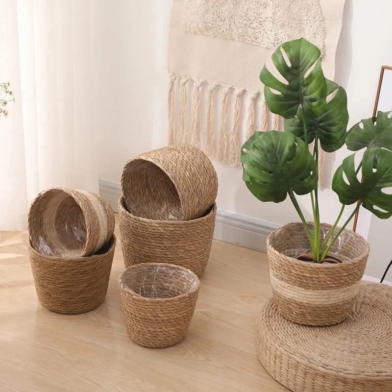 Weaving Flower Plant Pot Plant Pots Seagrass Basket Straw Basket Planter Pot