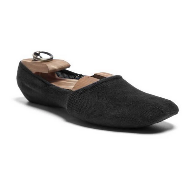 Black Cotton Spandex Taaga Manshoes Line Socks