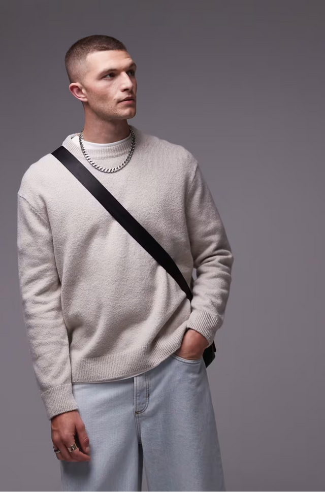 Wool look polo bomber jacket in tribal mid wash