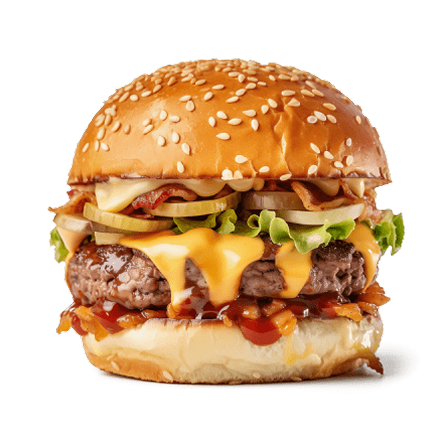 Delicious Burger & Caramelised Ingredients