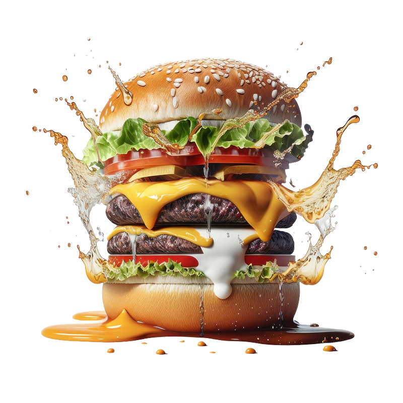 Delicious Burger & Caramelised Ingredients
