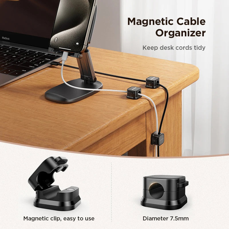 Joyroom Magnetic Cable Clips Cable Smooth Adjustable Cord Holder Under Desk Cable Management Wire Keeper Cable