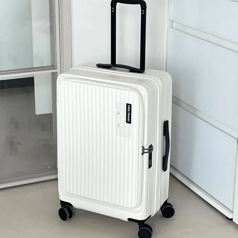 Rolling Travel Suitcase with Front Laptop Pocket Luggage New Expandable Multifunctional Luggage Case 20-inch Boarding Suitcase