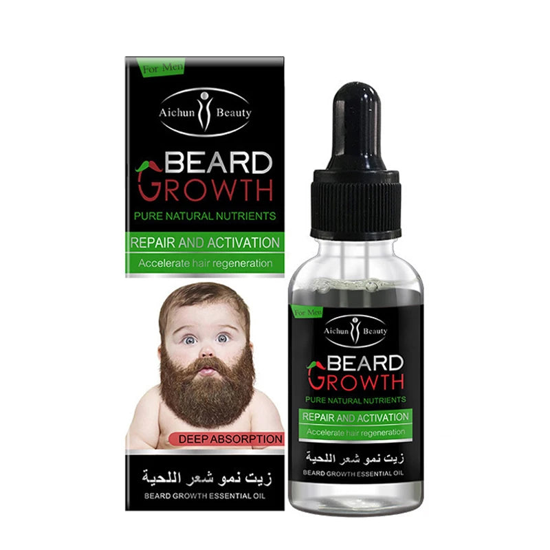 Men Beard Essential Oil Serum Beard Axillary Chest Hair Growth Fast Enhancer Treatment Alopecia Longer Thicker Hair Care 30ml