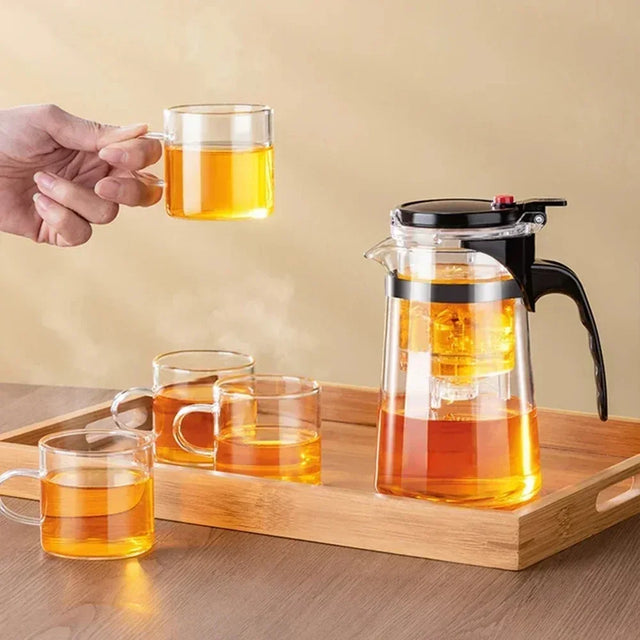 750ML Transparent Glass Teapot With Filter For Tea Household Coffee Kettle With Lid Coffee And Tea Tableware Coffeeware Teaware