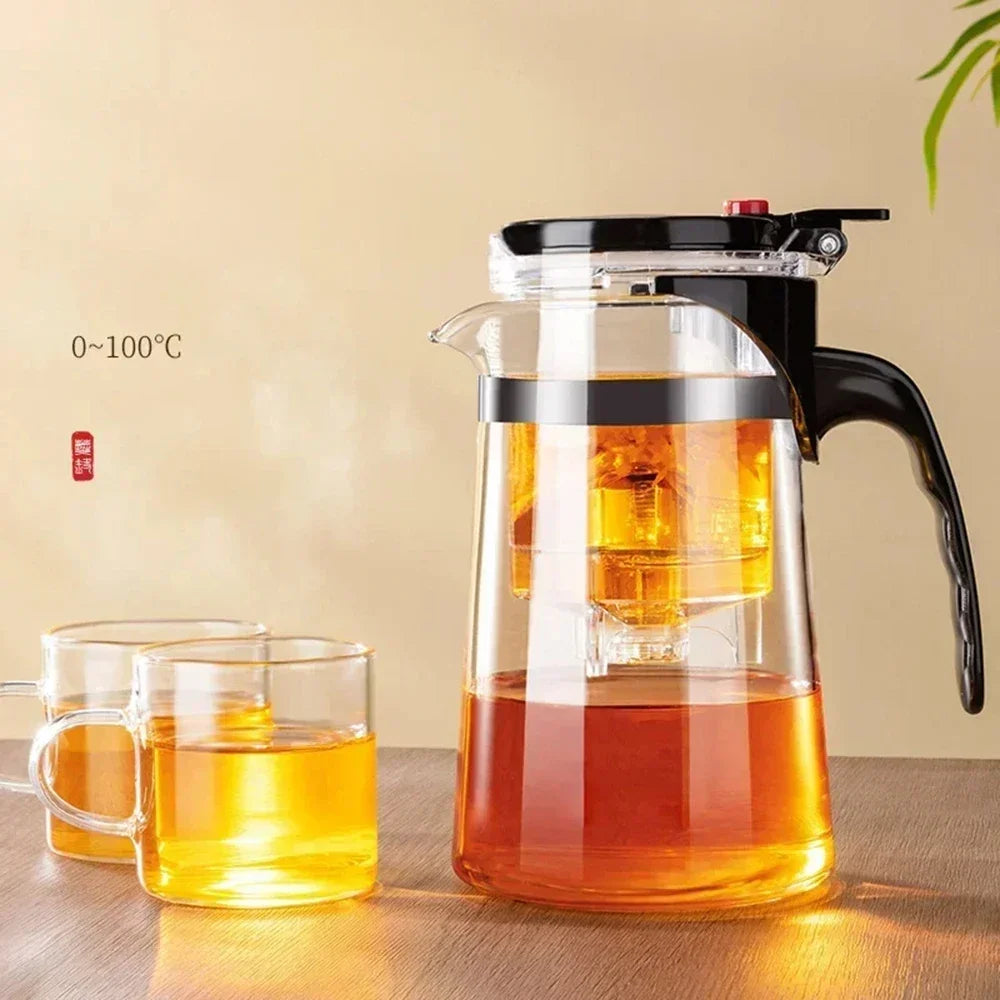 750ML Transparent Glass Teapot With Filter For Tea Household Coffee Kettle With Lid Coffee And Tea Tableware Coffeeware Teaware