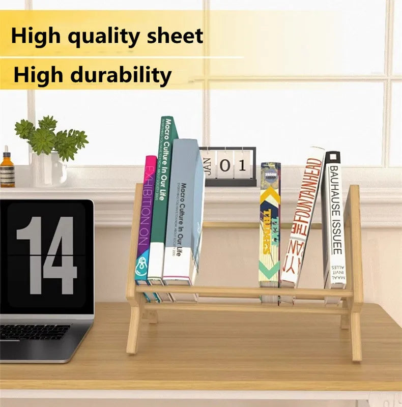 Desktop Mini Solid Wood Book Shelving Simple Office Documents Magazine Stationery