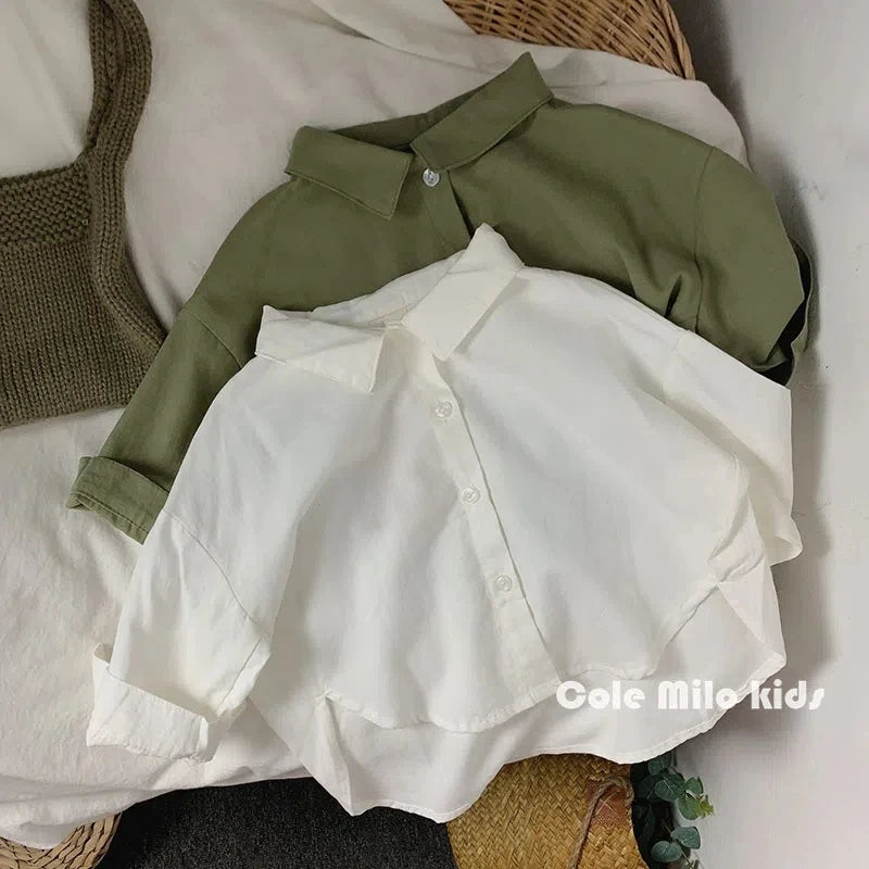 Children's Shirts Spring and Autumn Boys and Girls Shirts Cotton Linen Casual Loose