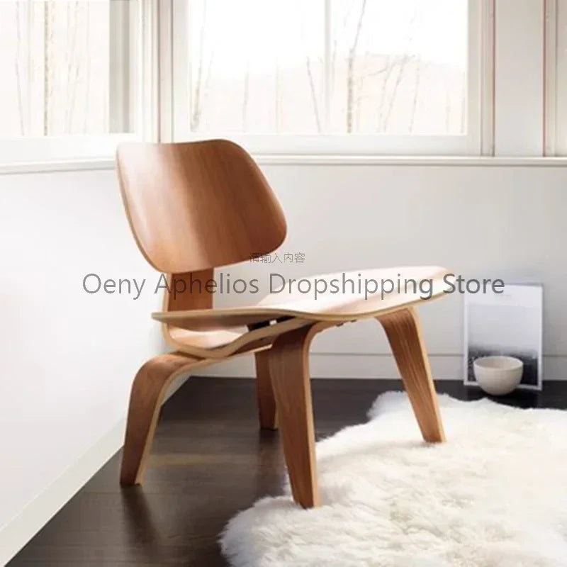 Molded Plywood Leisure Armchair Wood Legs Natural Living Room Century Wood Replica Accent Chair Furniture For Kitchen HY50CT