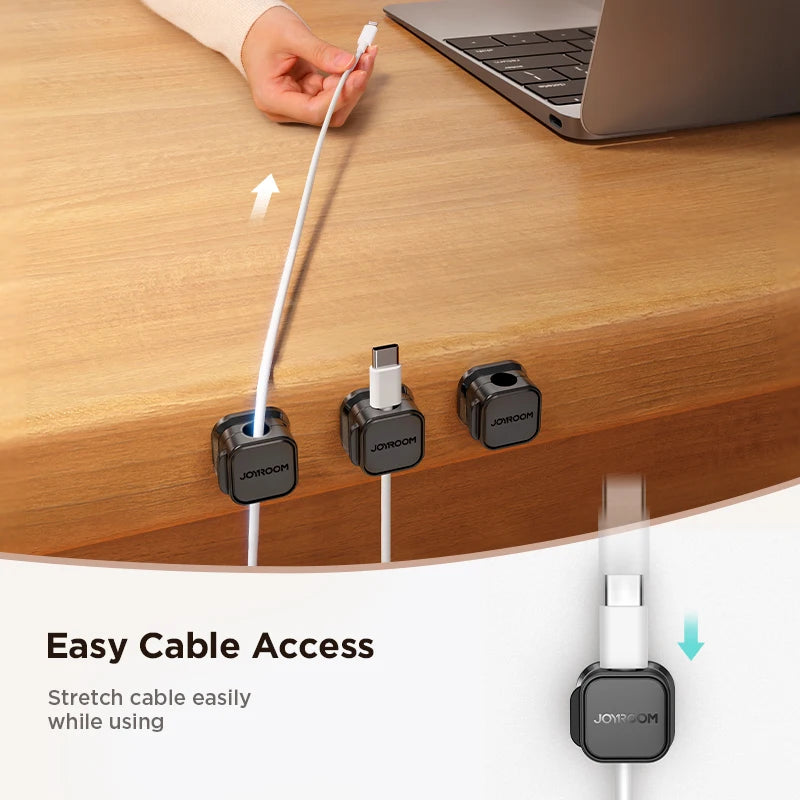 Joyroom Magnetic Cable Clips Cable Smooth Adjustable Cord Holder Under Desk Cable Management Wire Keeper Cable