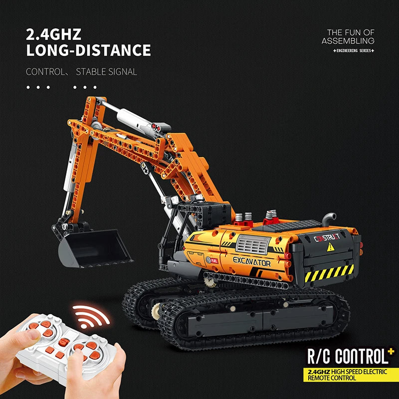 Reobrix 22003 Mechanical Excavator Engineering Series RC Car APP Remote Control Technology Puzzle Assembly Toys Building Blocks