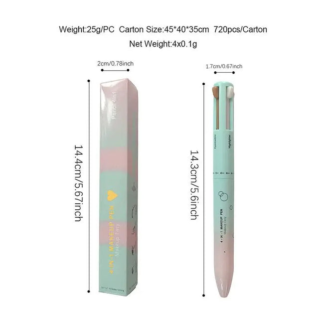 Travel Makeup Pen Touch-Up 4-in-1 Makeup Pen Waterproof 4 Colors Long Lasting Eyeliner eyebrow pencil lipliner Highlighter pen