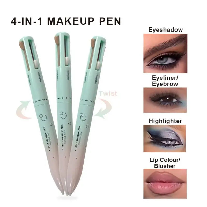 Travel Makeup Pen Touch-Up 4-in-1 Makeup Pen Waterproof 4 Colors Long Lasting Eyeliner eyebrow pencil lipliner Highlighter pen