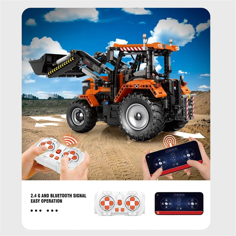 MOC Engineering Technical Remote Control Loading Tractor Building Blocks Model Assembling Brick Toys for boys Christmas Gift Set