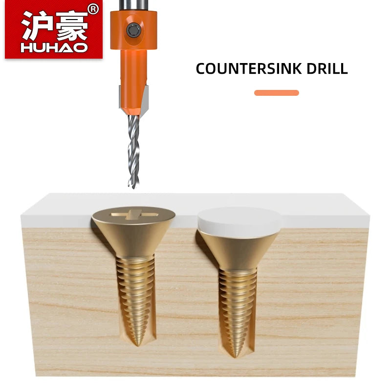 HUHAO 8mm Shank Counter Sink Drill Bit for Woodworking HSS Screws Countersinking Drills Carpentry Tool