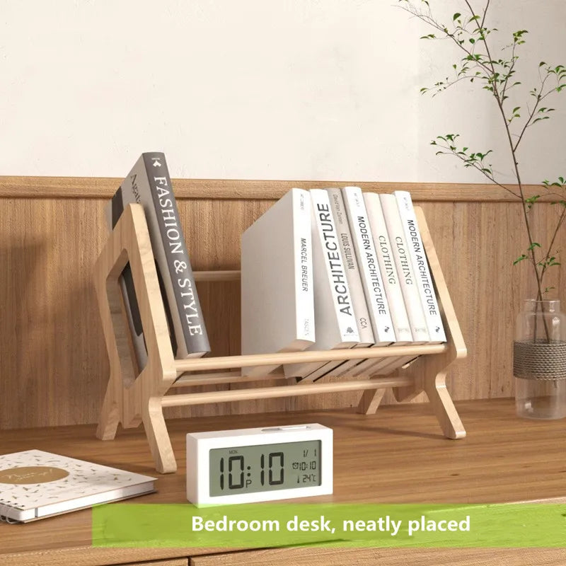 Desktop Mini Solid Wood Book Shelving Simple Office Documents Magazine Stationery