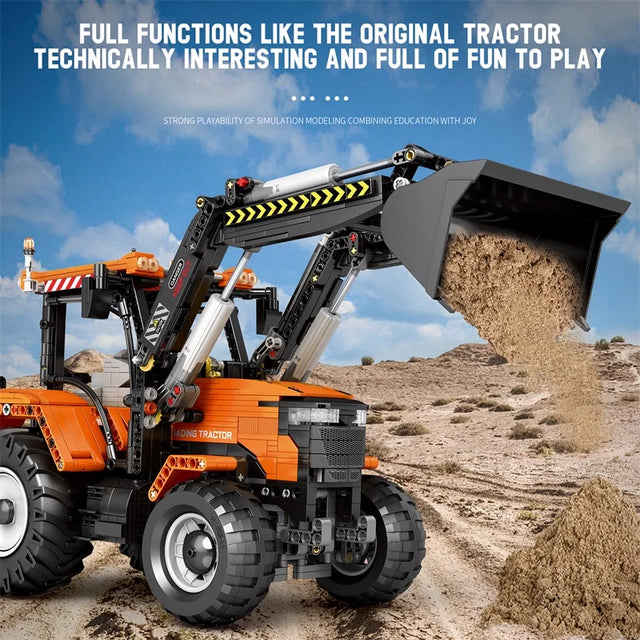 MOC Engineering Technical Remote Control Loading Tractor Building Blocks Model Assembling Brick Toys for boys Christmas Gift Set