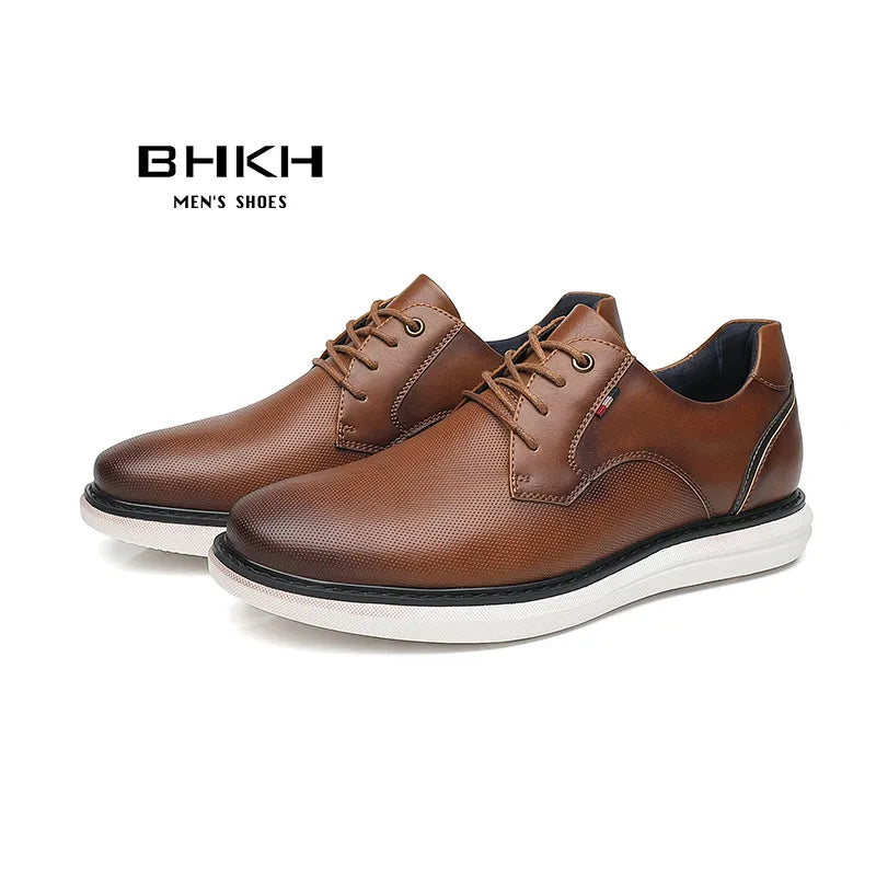 2024 Spring/Summer New Men Shoes Comfy Luxury Brand Men Casual Shoes Lace Up Business Style Dress Shoes BHKH Men