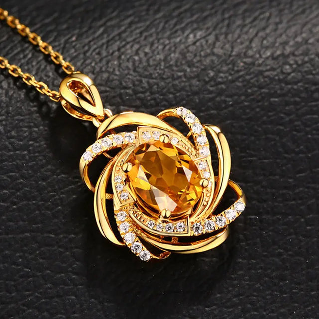 Fashion Zircon Flower Spiral Crystal Stainless Steel Necklace Engagement Necklace for Women Flower Jewelry Halloween Party Gift