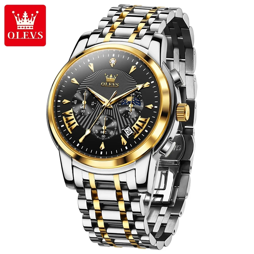 OLEVS 2892 New Luxury Brand Business Quartz Men Watch Stainless Steel 30M Waterproof Chronograph Men Watch