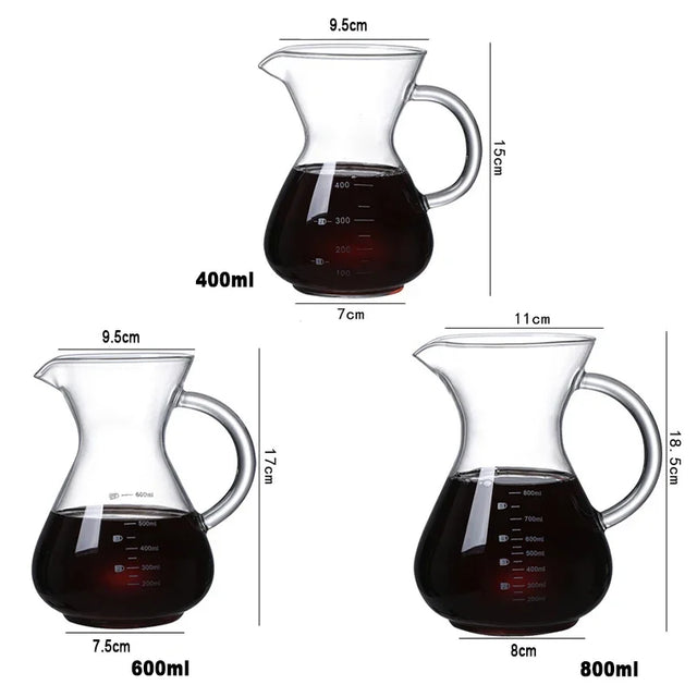 Chemex coffee pot Pour Over Coffee Brewer with Stainless Steel Coffee Filter High borosilicate glass material coffee kettle