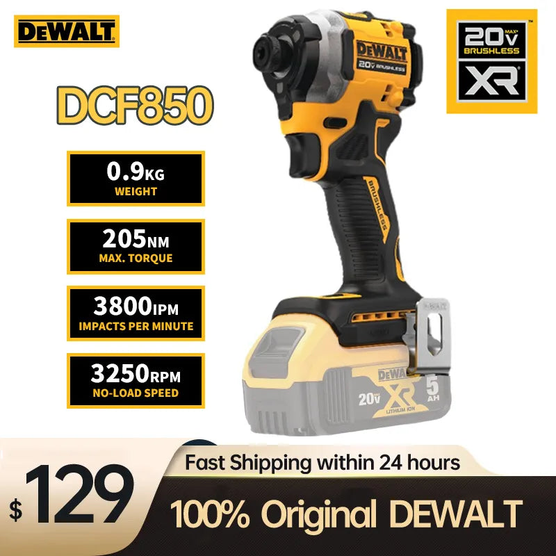 DEWALT 20V Impact Driver DCF850 Cordless Electric Drill 205NM Brushless Motor Rechargable Drill Driver Power Tools