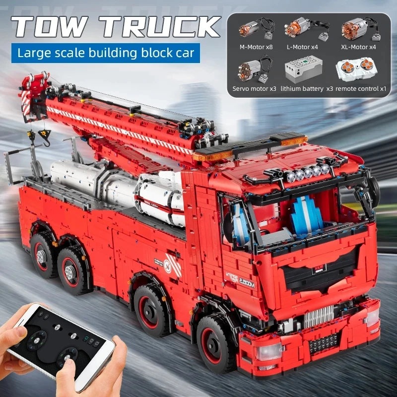 MOULD KING 19008S Technical Motorized Tow Truck MKII Building Block APP Control Mobile Crane Bricks Toys MOC-29848 Kids Gifts