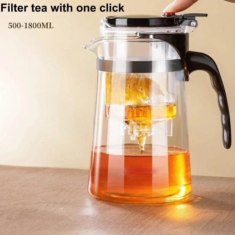 750ML Transparent Glass Teapot With Filter For Tea Household Coffee Kettle With Lid Coffee And Tea Tableware Coffeeware Teaware