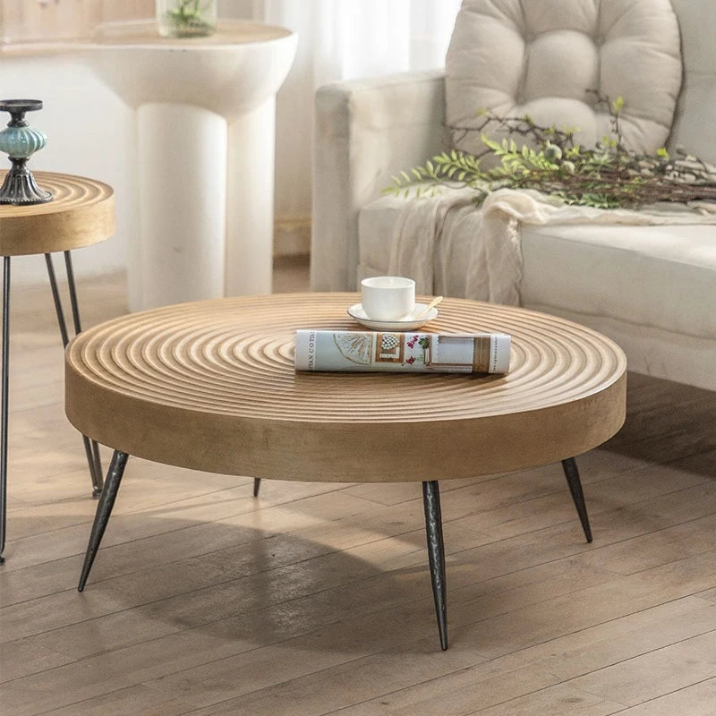 Homestay Retro Solid Wood Coffee Table , High & Low Combination Coffee Table , Wood Tea Table for Living Room