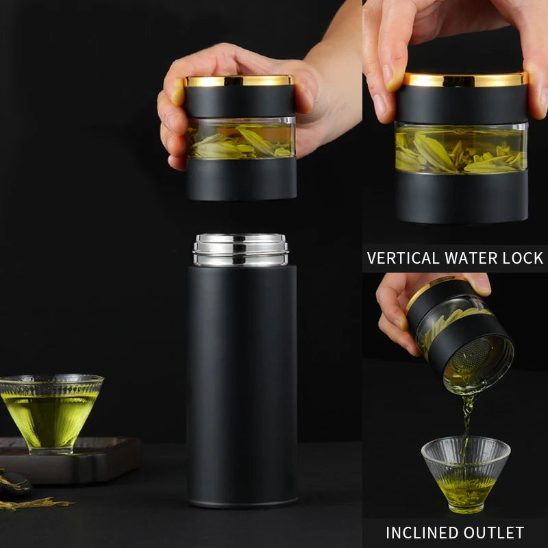 Tea Infuser Vacuum Flask Temperature Led Display 450Ml Insulated Cup Stainless Steel Tumbler Thermos Bottle Travel Coffee Mug