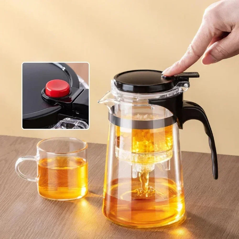 750ML Transparent Glass Teapot With Filter For Tea Household Coffee Kettle With Lid Coffee And Tea Tableware Coffeeware Teaware