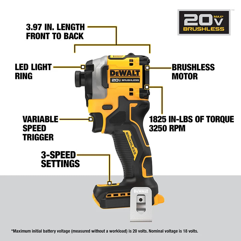 DEWALT 20V Impact Driver DCF850 Cordless Electric Drill 205NM Brushless Motor Rechargable Drill Driver Power Tools