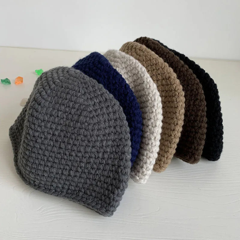 Winter Hand-Knitted Muslim Men Prayer Hats Islamic Ramadan Jewish Kippah Warm Head Wrap Caps Mitzvah Hat