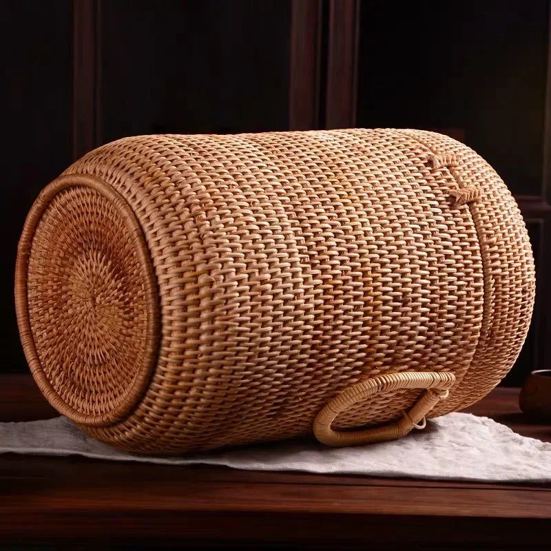 Hand Woven Rattan Storage Basket Multifunction Rattan Organizadores for Sundries Jewelry Tea Ornaments Food Storage Container