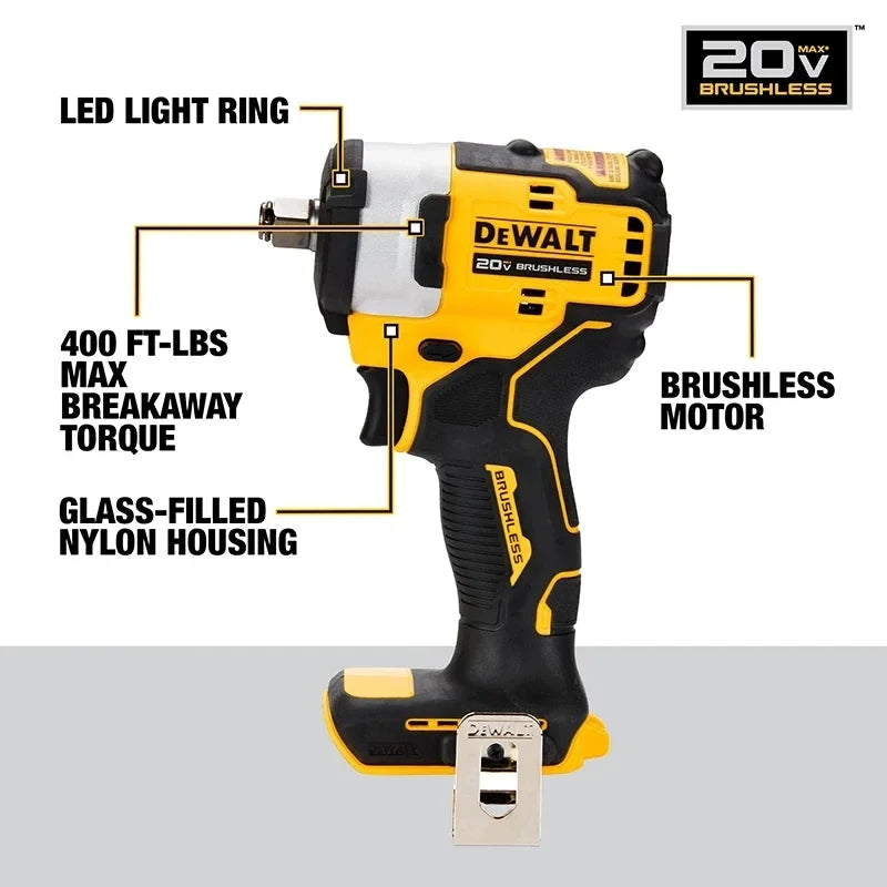 DEWALT DCF911N 20V MAX Brushless Compact Impact Wrench 1/2" Cordless Rechargeable Lithium Electric Wrench Power Tools