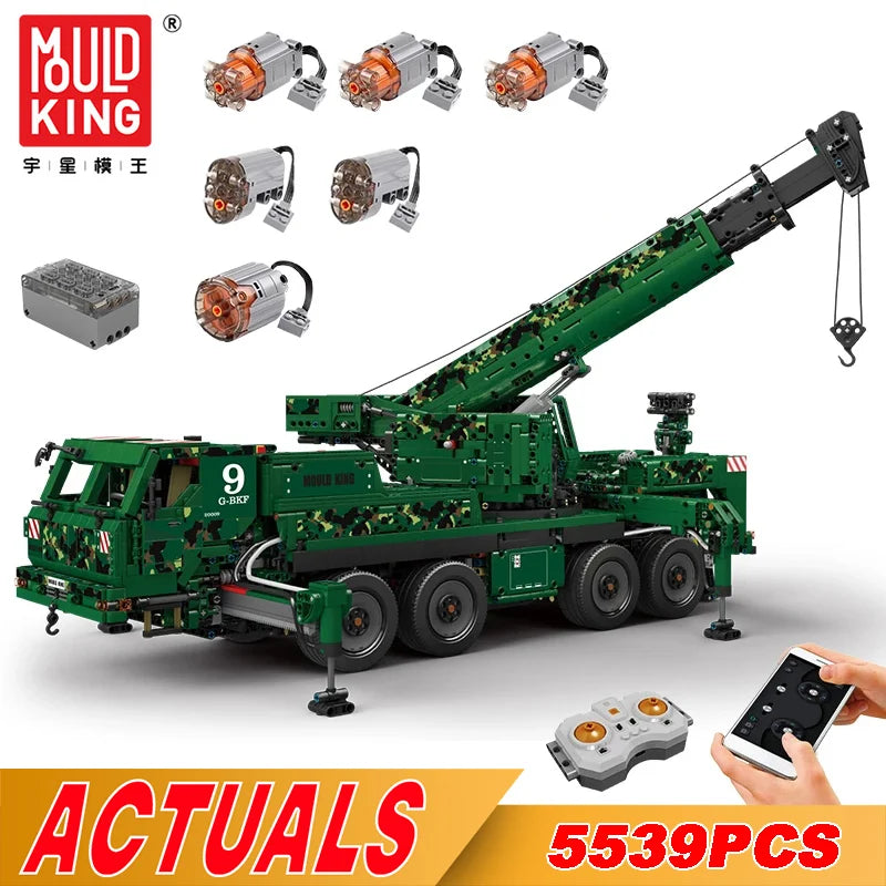 MOULD KING 20009 Technical Military Vehicles Building Blocks G-BKF Armoured Recovery Crane Building Blocks Bricks Toys Kids Gift