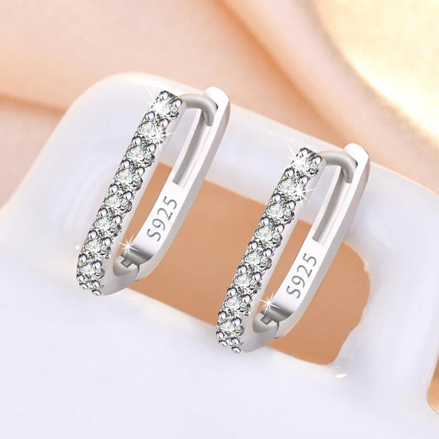 925 Sterling Silver Crystal Jewelry Fashion Zircon Circle Hoop Earrings For Women New Assesthetic Design XY0179