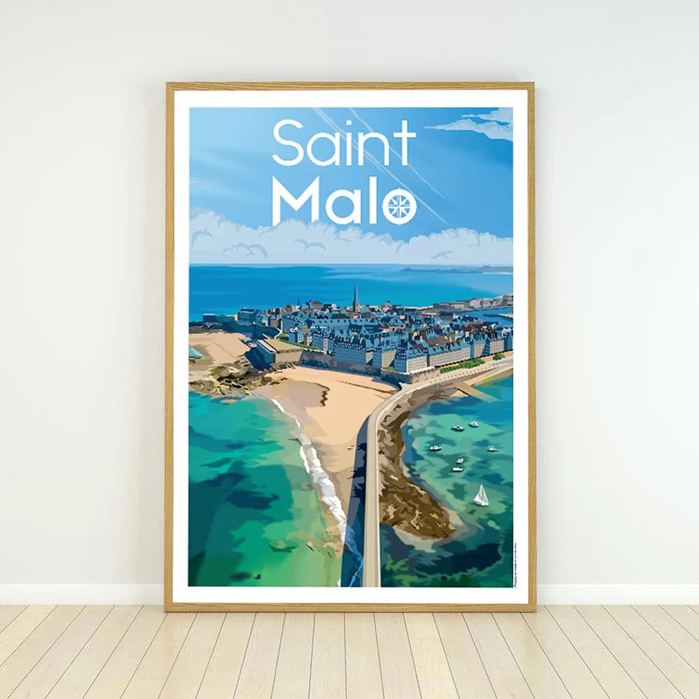 Landes Montpellier Landscape Poster Saint Malo City Travel Canvas Painting Modern Wall Art Print Pictures