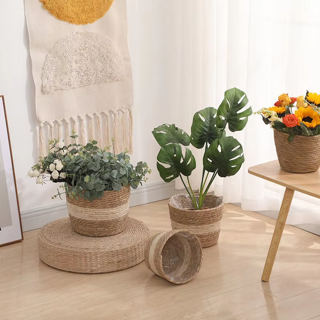 New Rattan Storage Box with Cover Handwoven Tray Basket