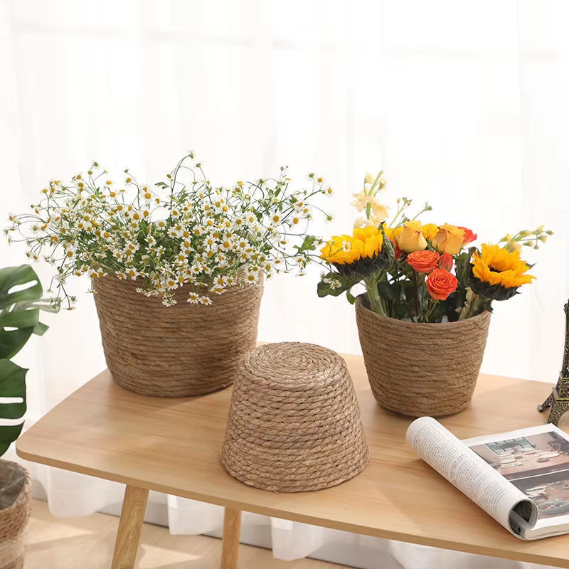 New Rattan Storage Box with Cover Handwoven Tray Basket