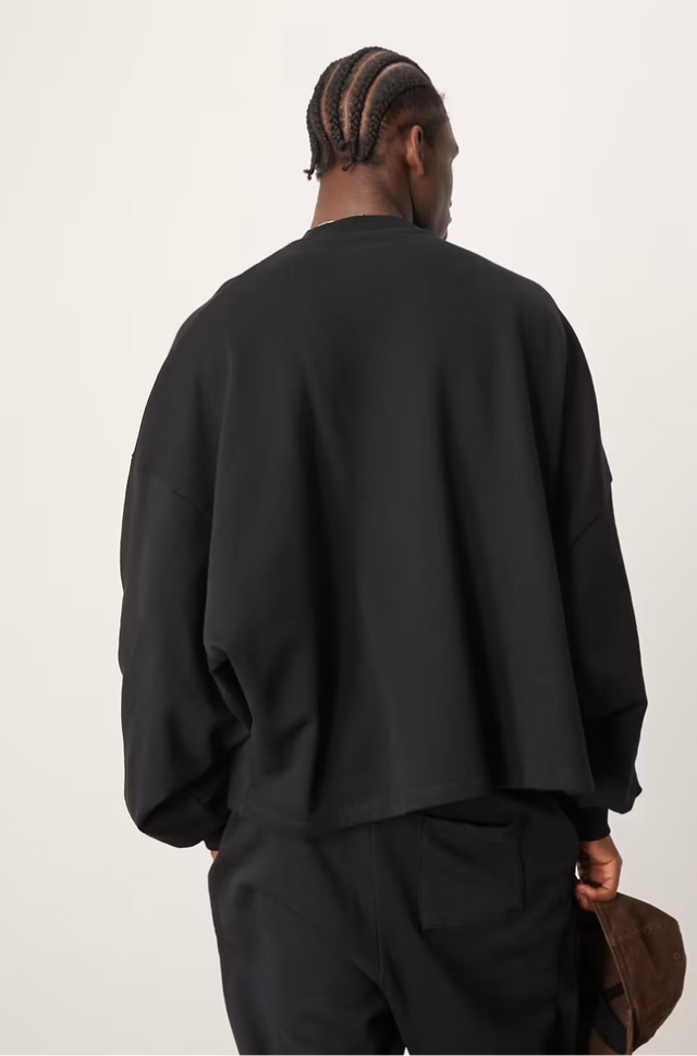 Wool look oversized bomber jacket in mushroom  mid wash