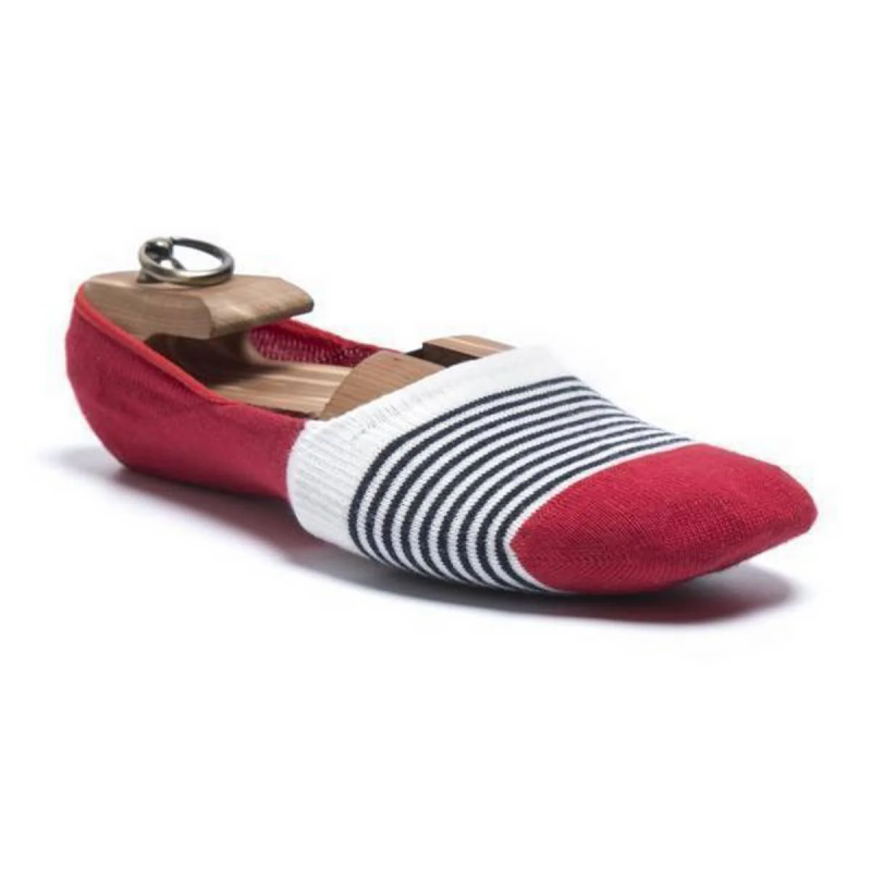 Red Cotton Spandex Taaga Manshoes Line Socks