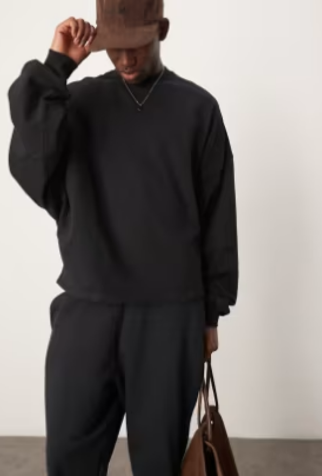 Wool look oversized bomber jacket in mushroom  mid wash