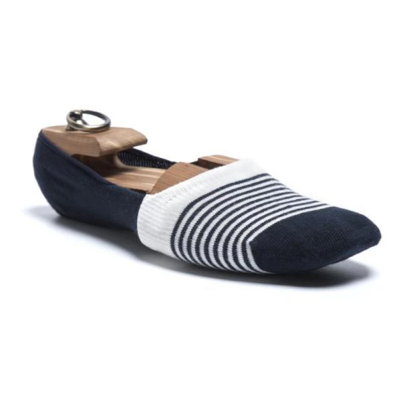 Blue Cotton Spandex Taaga Manshoes Line Socks